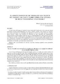 Portada:El aprovechamiento de turbias en San Vicente del Raspeig (Alicante) como ejemplo de sistema de riego tradicional y sostenible / Álvaro Francisco Morote Seguido