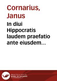 Portada:In diui Hippocratis laudem praefatio ante eiusdem Prognostica