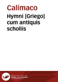 Portada:Hymni [Griego] cum antiquis scholiis