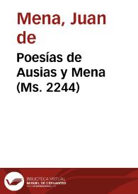 Portada:Poesías de Ausias y Mena (Ms. 2244)