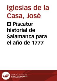 Portada:El Piscator historial de Salamanca para el año de 1777
