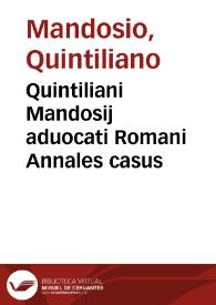 Portada:Quintiliani Mandosij aduocati Romani Annales casus