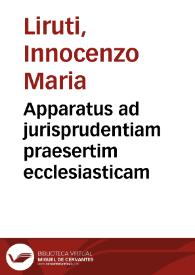 Portada:Apparatus ad jurisprudentiam praesertim ecclesiasticam