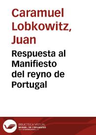 Portada:Respuesta al Manifiesto del reyno de Portugal