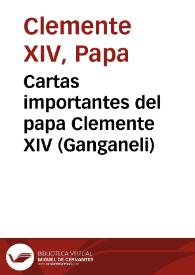 Portada:Cartas importantes del papa Clemente XIV (Ganganeli)