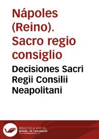 Portada:Decisiones Sacri Regii Consilii Neapolitani