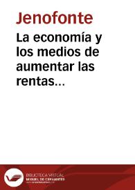 Portada:La economía y los medios de aumentar las rentas públicas de Athenas :