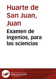 Portada:Examen de ingenios, para las sciencias