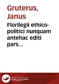 Portada:Florilegii ethico-politici nunquam antehac editi pars altera