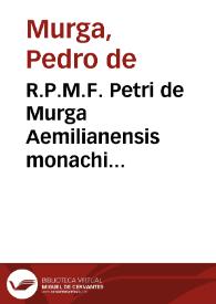 Portada:R.P.M.F. Petri de Murga Aemilianensis monachi Benedictini Hispani ... Tractatus de Beneficiis ecclesiasticis ...