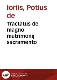 Portada:Tractatus de magno matrimonij sacramento