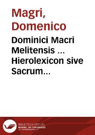 Portada:Dominici Macri Melitensis ... Hierolexicon sive Sacrum dictionarium :