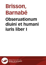 Portada:Obseruationum diuini et humani iuris liber I