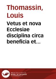 Portada:Vetus et nova Ecclesiae disciplina circa beneficia et beneficiarios :