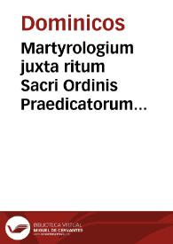 Portada:Martyrologium juxta ritum Sacri Ordinis Praedicatorum auctoritate apostolica approbatum