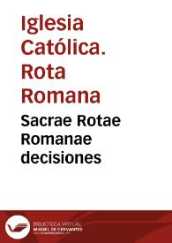 Portada:Sacrae Rotae Romanae decisiones