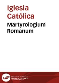 Portada:Martyrologium Romanum