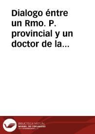 Portada:Dialogo éntre un Rmo. P. provincial y un doctor de la universidad de Santiago de Galicia