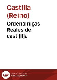 Portada:Ordena[n]ças Reales de casti[ll]a