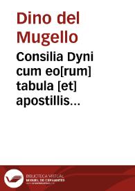 Portada:Consilia Dyni cum eo[rum] tabula [et] apostillis [Benedicti de vadis de foro sempronij] nouiter editis