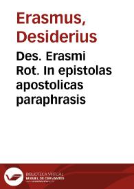 Portada:Des. Erasmi Rot. In epistolas apostolicas paraphrasis