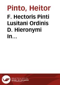 Portada:F. Hectoris Pinti Lusitani Ordinis D. Hieronymi In Esaiam prophetam commentaria