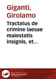 Portada:Tractatus de crimine laesae maiestatis insignis, et elegans