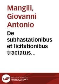 Portada:De subhastationibus et licitationibus tractatus absolutissimus