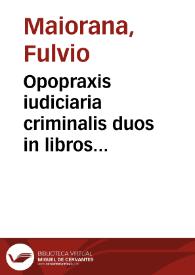 Portada:Opopraxis iudiciaria criminalis duos in libros distributa