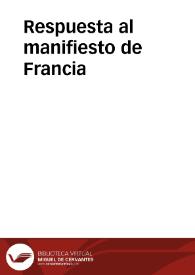 Portada:Respuesta al manifiesto de Francia