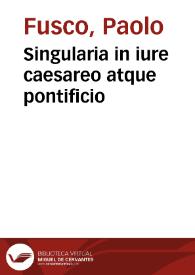 Portada:Singularia in iure caesareo atque pontificio