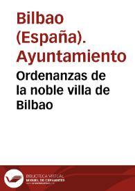 Portada:Ordenanzas de la noble villa de Bilbao