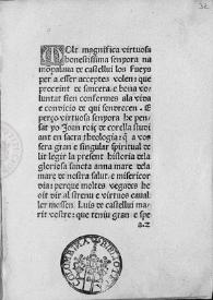 Portada:Historia dela Gloriosa Sancta Anna Mare dela Mare de Nostra Salut e Misericordia ... / Joan Roís de Corella