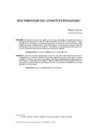 Portada:Dos versiones del constitucionalismo / Manuel Atienza