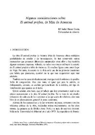 Portada:Algunas consideraciones sobre "El animal profeta", de Mira de Amescua / M.ª Isabel Navas Ocaña