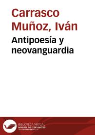 Portada:Antipoesía y neovanguardia / Iván Carrasco Muñoz