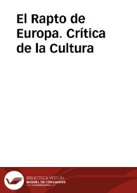 Portada:El Rapto de Europa. Crítica de la Cultura