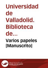Portada:Varios papeles [Manuscrito]