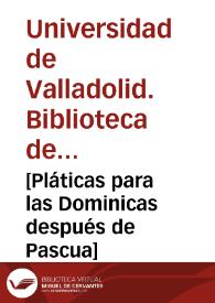 Portada:[Pláticas para las Dominicas después de Pascua]