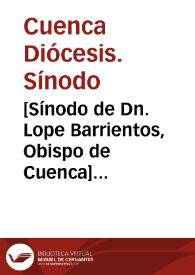 Portada:[Sínodo de Dn. Lope Barrientos, Obispo de Cuenca] [Manuscrito]