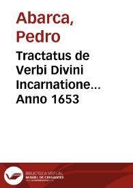 Portada:Tractatus de Verbi Divini Incarnatione... Anno 1653