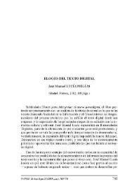 Portada:José Manuel Lucía Megías: \"Elogio del texto digital\", Madrid, Fórcola, 2012, 148 págs.[Reseña] / Marina Casado