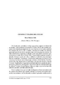 Portada:Berta Muñoz Cáliz: \"Censura y teatro del exilio\", Murcia, Editum, 2010, 303 págs.[Reseña] / María Jesús Orozco Vera