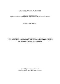 Portada:Los americanismos en \"Lituma en los Andes\" de Mario Vargas Llosa / Rosario Asensio Ruiz ; dirigida por la Dra. Ana Isabel Navarro Carrasco