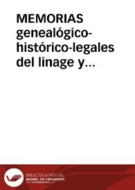 Portada:MEMORIAS genealógico-histórico-legales del linage y familia de Carbonell, del reyno de Valencia : continuadas hasta don Josef Carbonell y Garcia... : sacadas de los nobiliaristas, historiadores del reyno y otros autores...