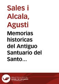 Portada:Memorias historicas del Antiguo Santuario del Santo Sepulcro de Valencia