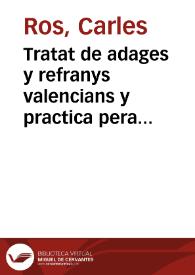 Portada:Tratat de adages y refranys valencians y practica pera escriure ab perfecció la lengua valenciana