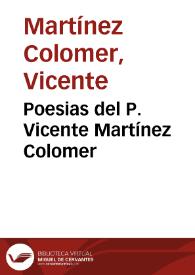 Portada:Poesias del P. Vicente Martínez Colomer