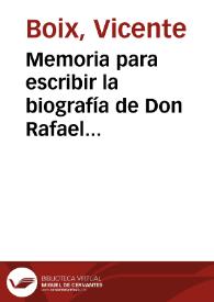 Portada:Memoria para escribir la biografía de Don Rafael Esteve, Primer Grabador de Cámara de S.M.