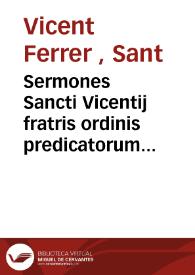 Portada:Sermones Sancti Vicentij fratris ordinis predicatorum de tempore Pars estiualis